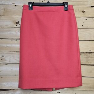 J. Crew No 2 Pencil Skirt‎ Size 4 Coral Wool Office Preppy Business